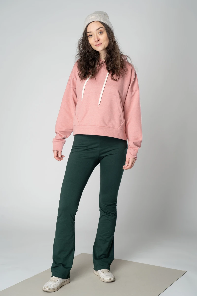 Hoodie für Damen aus Baumwolle in Rosa Frontansicht