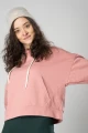 Hoodie für Damen aus Baumwolle in Rosa Detailansicht Front