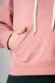 Hoodie für Damen aus Baumwolle in Rosa Detailansicht Tasche vorne