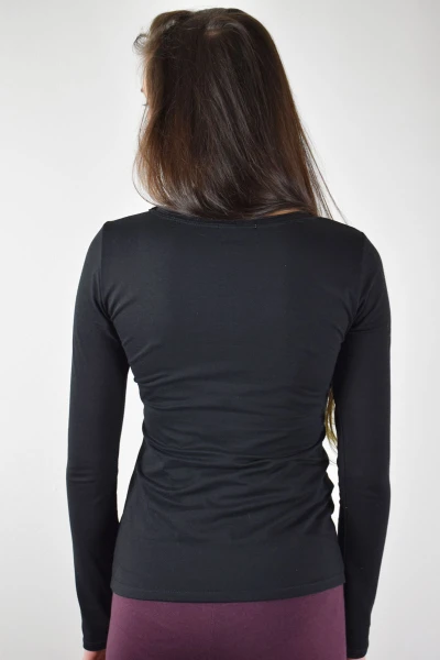 Langarmshirt aus Biobaumwolle für Damen in Schwarz Frontansicht