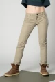 Low Waist Hose für Damen Slim Fit in Beige Nahansicht von vorne