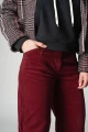 High Waist Hose für Damen Samtcord Weinrot Detailansicht Seitentasche