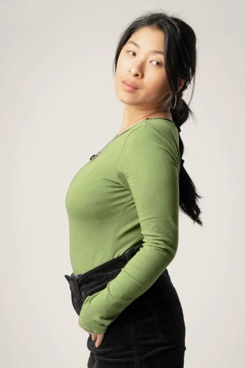 Langarmshirt aus Biobaumwolle für Damen in Hellgrün Seitenansicht