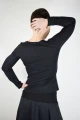 Langarmshirt aus Viskose für Damen in Schwarz Rückseite