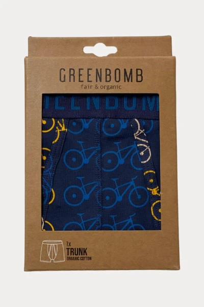 Greenbomb Boxershorts für Herren aus Bio-Baumwolle in navy mit Rennräder-Print Frontansicht