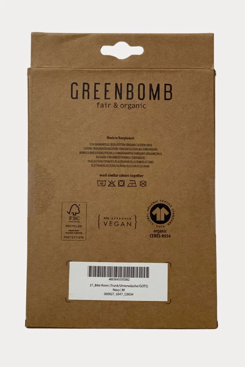 Greenbomb Boxershorts für Herren aus Bio-Baumwolle in navy mit Rennräder-Print Rückansicht