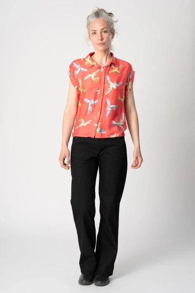 Schwarze Wide Leg Hose aus Baumwolle für Damen