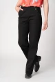 Schwarze Wide Leg Hose aus Baumwolle für Damen Nahansicht seitlich