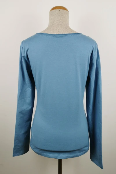 Langarmshirt aus Biobaumwolle für Damen in Hellblau Rückansicht