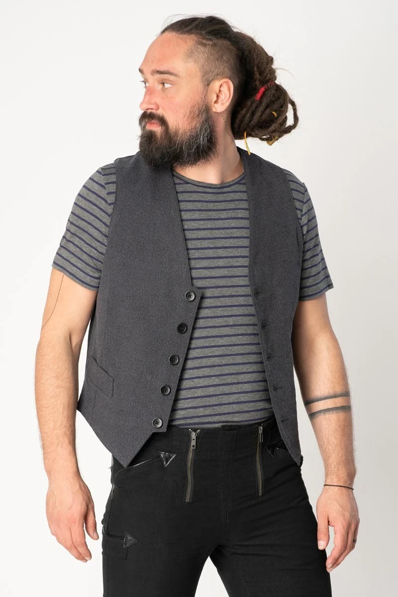 Elegante Herrenweste aus Baumwolle in Anthrazit – fair made