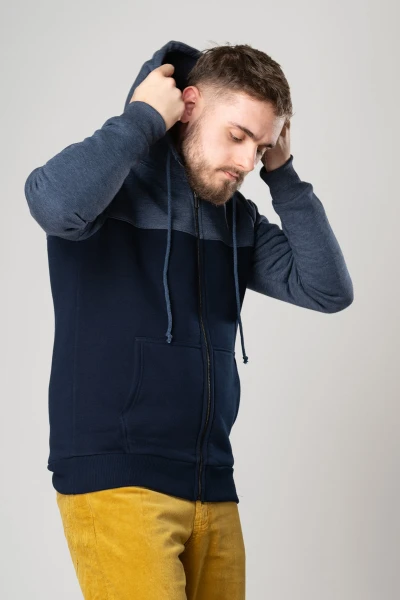 Sweatjacke für Herren in Dunkelblau von Helden und Halunken Seitenansicht rechts