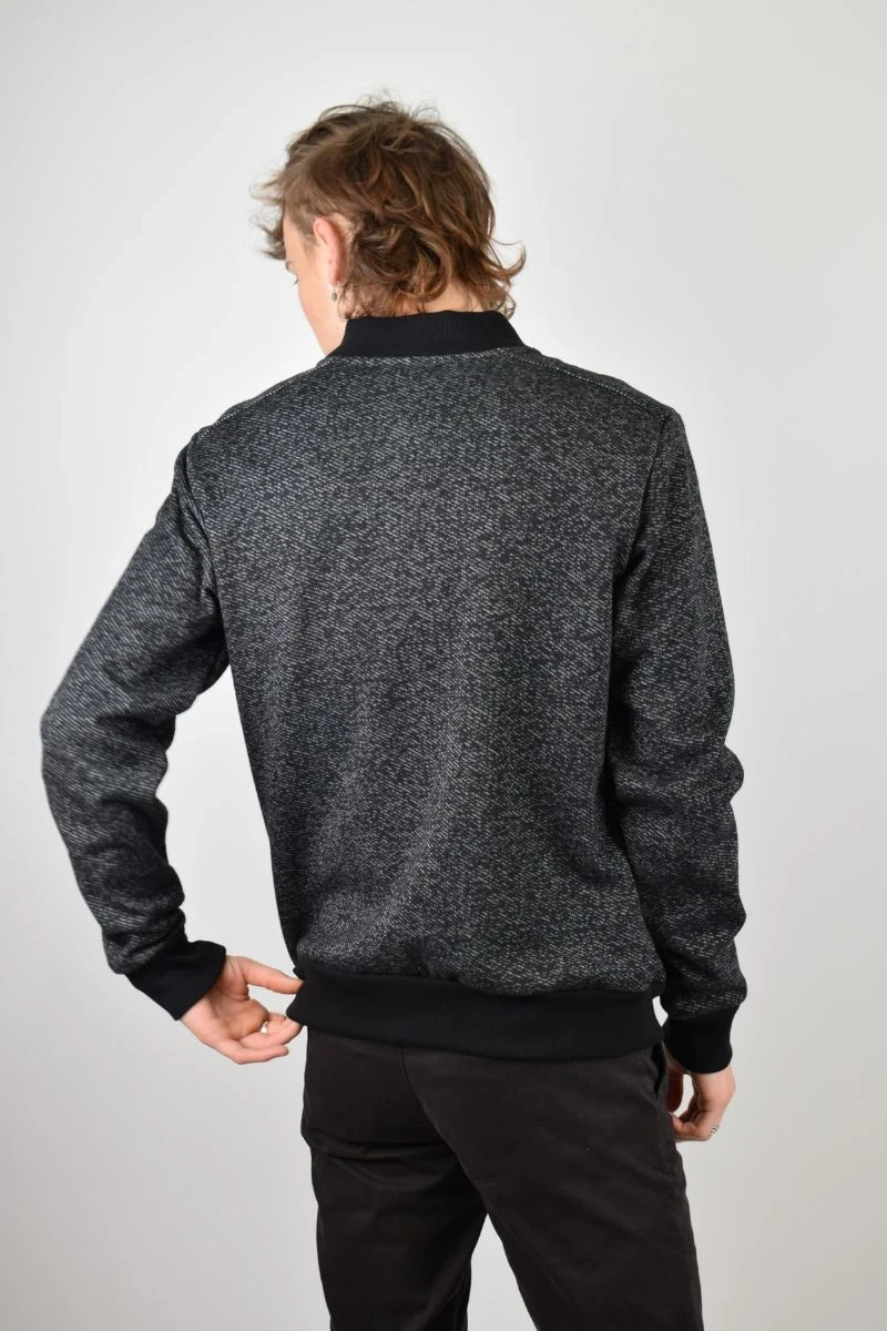 Blouson Jacke für Herren in schwarz meliert Rückansicht