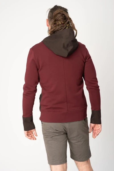 Sweatjacke für Herren in Braun & Weinrot - fair produziert