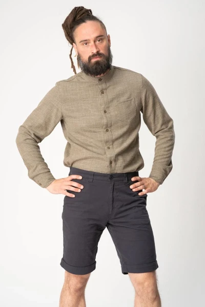 Kurze Anzughose für Herren aus Baumwolle in dunkelblau-grau Frontansicht