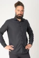 Leinenhemd für Herren in anthrazit langärmlig seitliche Frontansicht