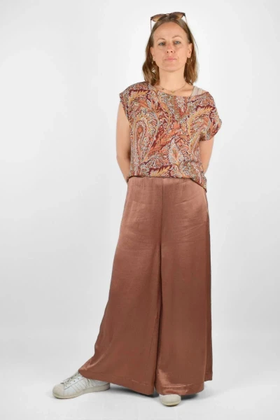 Wide Leg Hose für Damen aus Viskose in bronze - Oversize