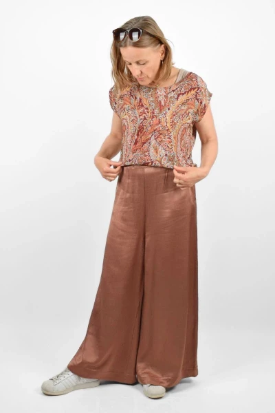 Wide Leg Hose für Damen aus Viskose in bronze - Oversize