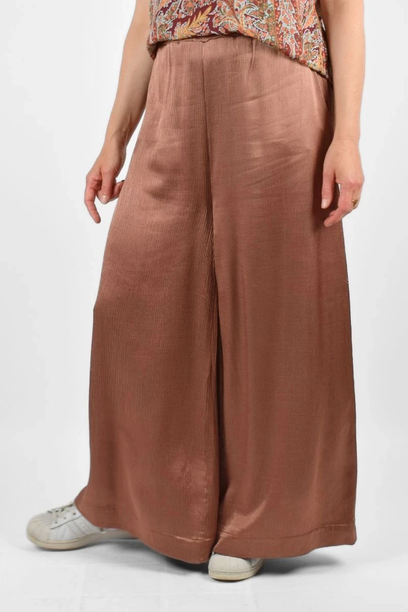 Wide Leg Hose für Damen aus Viskose in bronze - Oversize