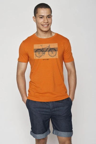 Greenbomb T-Shirt für Herren in Orange mit Bike-Print Frontansicht