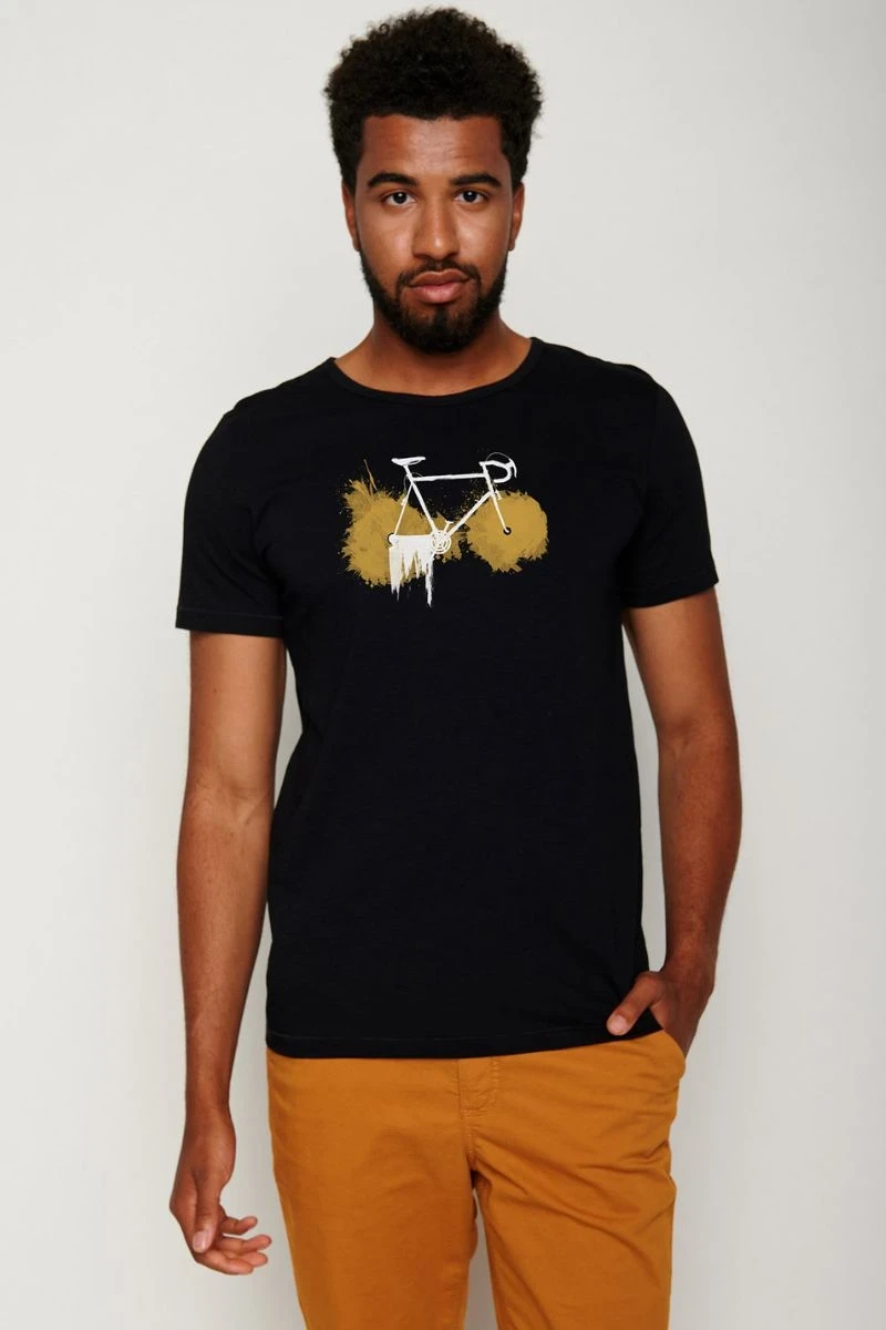 Greenbomb Herren T-Shirt aus Bio-Baumwolle Motiv Bike Paint schwarz Frontansicht