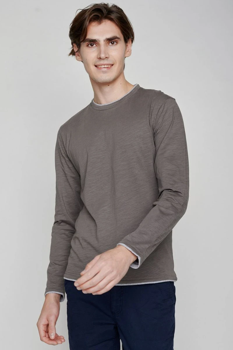 Greenbomb Langarmshirt für Herren aus Bio-Baumwolle in Grau Frontansicht
