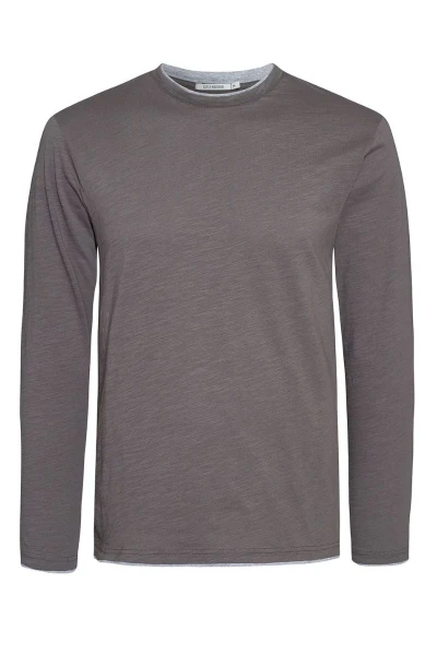Greenbomb Langarmshirt für Herren aus Bio-Baumwolle in Grau Detailansicht