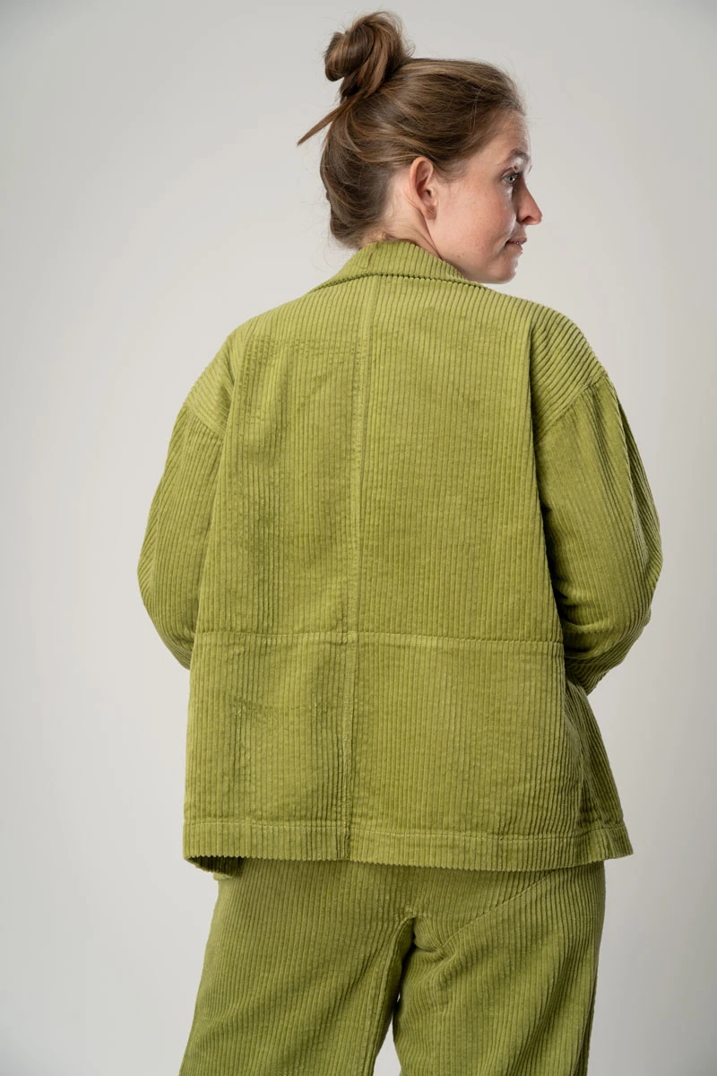 Cordjacke für Damen in Grün Rückansicht