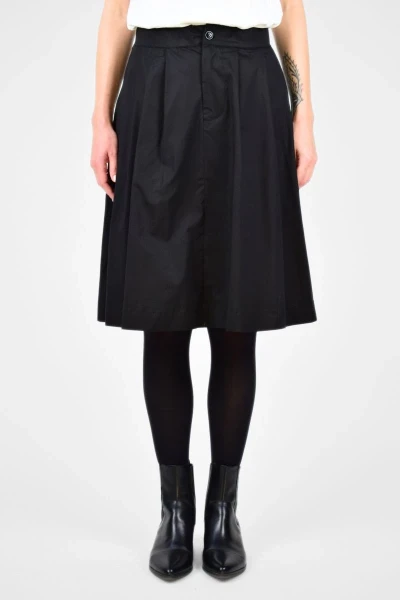 Schwarzer Midirock aus Baumwolle Frontansicht