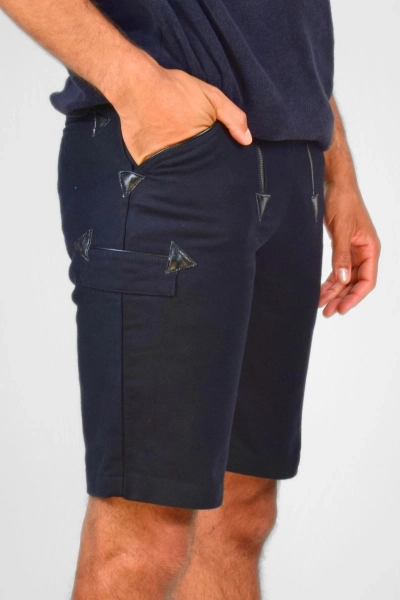 Kurze Zimmermannshose für Herren Schwarz – robuster Pilotstoff