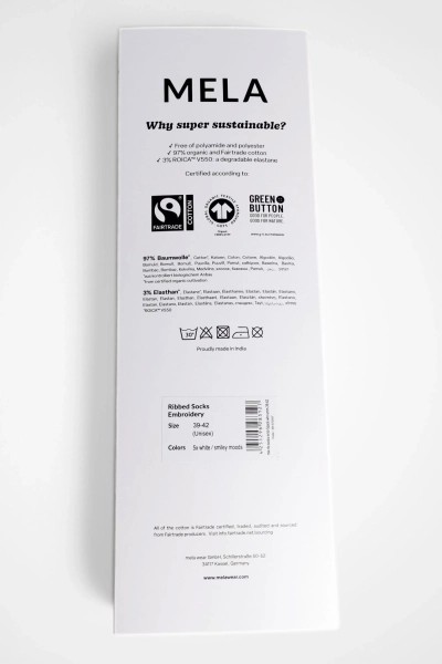 Melawear Socken Box Bio 5er Pack white with smiley moods Ansicht back