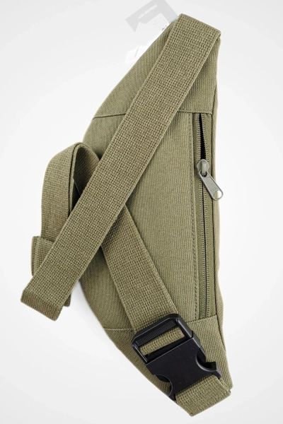 Gürteltasche "Hip Bag Melawear" Bio Canvas 3 Liter grün Ansicht Detail Reissverschluss