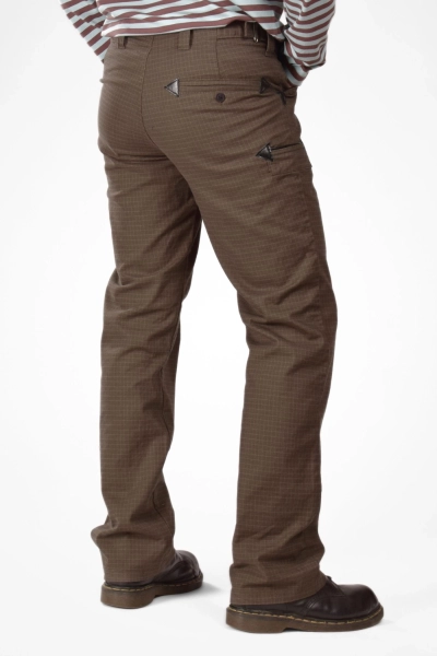 Zimmermannshose braun kariert - straight - Worker Style - Ansicht Front