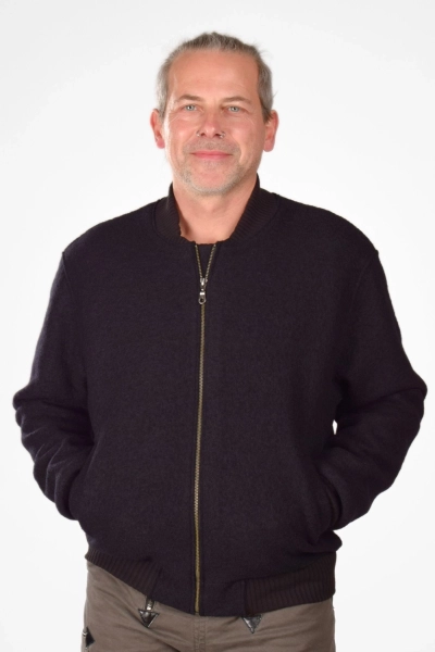 Wolljacke für Herren in schwarz mit Futter - fair produziert - Ansicht Front