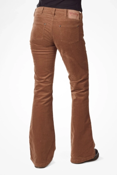 Bootcut Hose für Damen aus Cord hellbraun - Low Waist - Wally