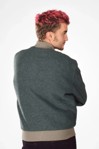 Wolljacke für Herren in Grün mit Futter - fair produziert - Ansicht Front