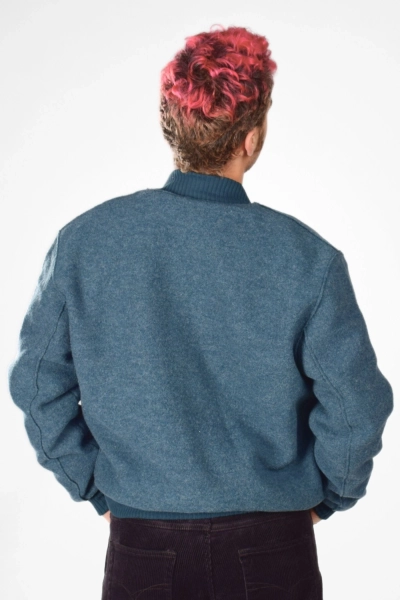 Wolljacke für Herren in hellem Petrol mit Futter - fair produziert - Ansicht Front