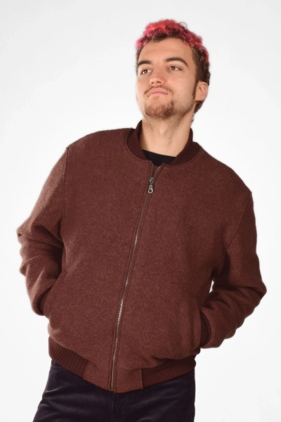 Wolljacke für Herren in Braun mit Futter - fair produziert - Ansicht Front