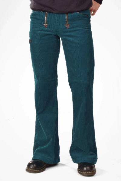 Faire Zimmermann Cordschlaghose Petrol/Türkis - Worker Style - Ansicht Front