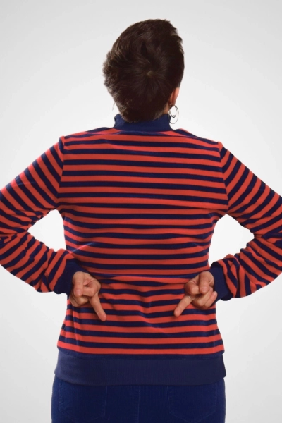 Nickipullover "Ewe" Damen blau rot gestreift - fancy & fair