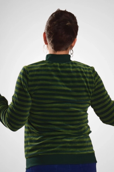 Nickipullover "Ewe" Damen Grün gestreift - fancy & fair