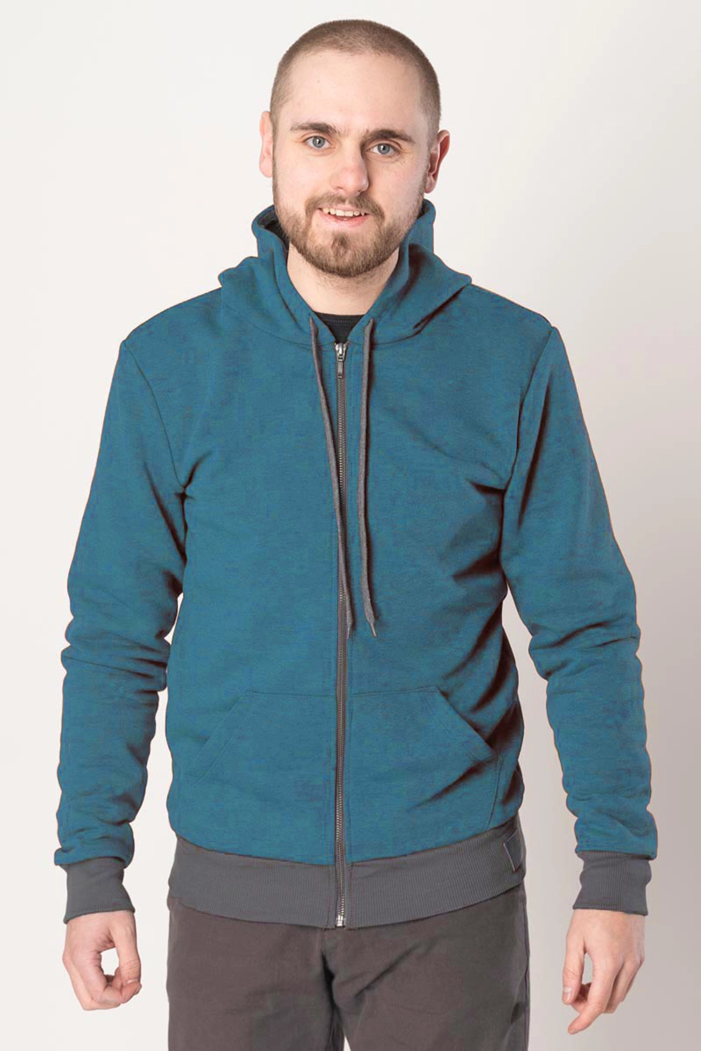 Kapuzenjacke für Herren in petrol meliert - Helden & Halunken