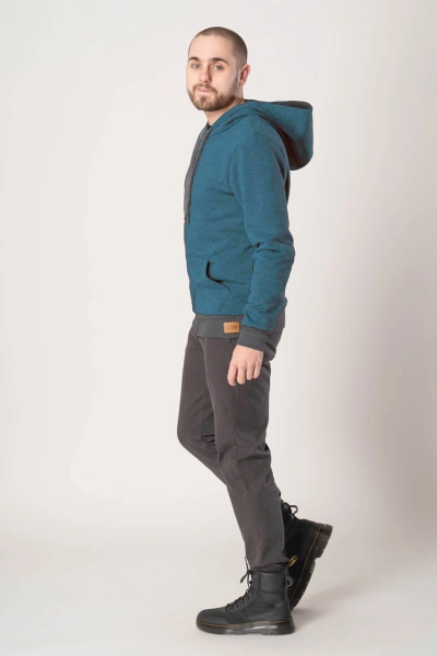 Kapuzenjacke für Herren in petrol meliert - Helden & Halunken