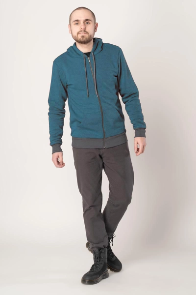 Kapuzenjacke für Herren in petrol meliert - Helden & Halunken