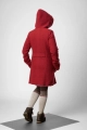 Wollmantel für Damen mit großer Kapuze in tiefem Rot - Adrett