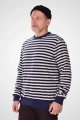 Herren Nikki Pullover mit Streifen und Bündchen in dunkelblau-beige – Helden & Halunken - Seitenansicht