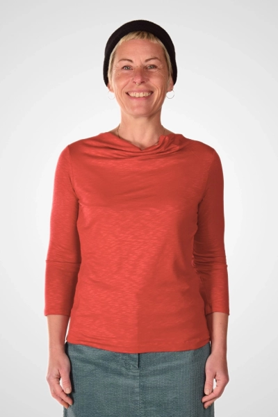 Shirt für Damen 3/4 Arm aus geflammter Viskose in Rot  - Made in EU