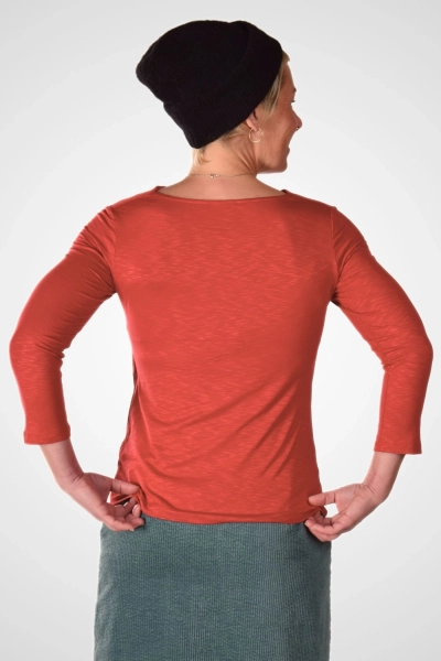 Shirt für Damen 3/4 Arm aus geflammter Viskose in Rot  - Made in EU