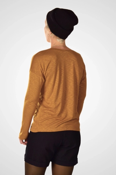 Modernes Damen Langarmshirt "Uta" in Schwarz hinteres Seitenprofil