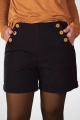 Damen Shorts "Marina" aus schwarzem Denim im Marine-Look mit dekorativen Zierknöpfen auf der Vorderseite