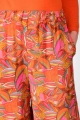 Detailansicht der langen Viskosehose "Soraja" in Orange geblümt